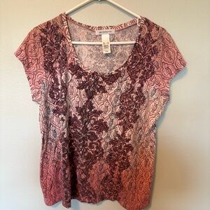 Liz Claiborne Pink and Black Short Sleeve Top